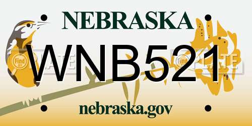 WNB521 Nebraska License Plate