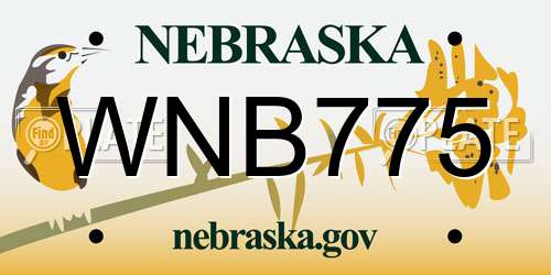 WNB775 Nebraska License Plate