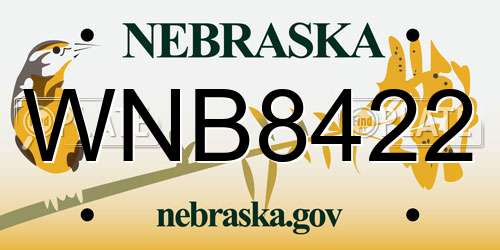 WNB8422 Nebraska License Plate