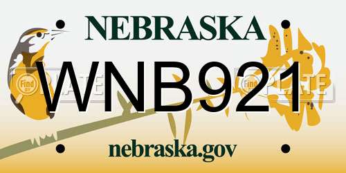 WNB921 Nebraska License Plate