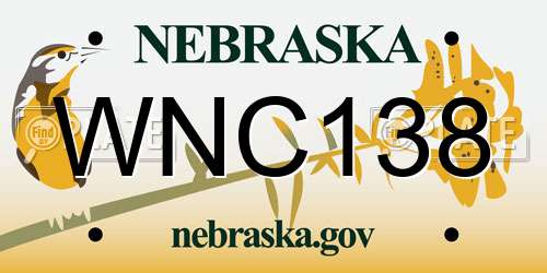 WNC138 Nebraska License Plate