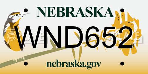 WND652 Nebraska License Plate