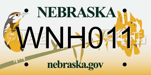 WNH011 Nebraska License Plate