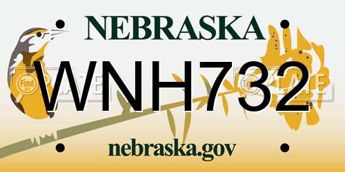 WNH732 Nebraska License Plate