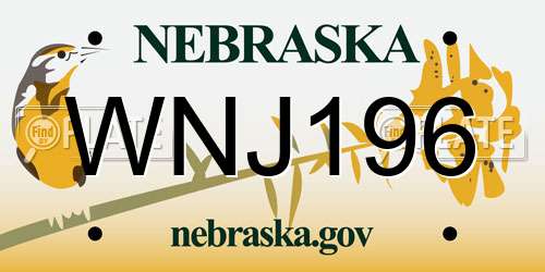 WNJ196 Nebraska License Plate