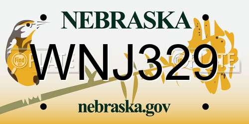 WNJ329 Nebraska License Plate