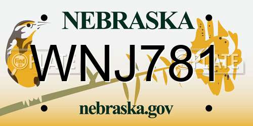 WNJ781 Nebraska License Plate