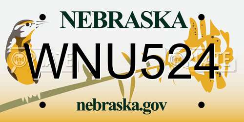 WNU524 Nebraska License Plate