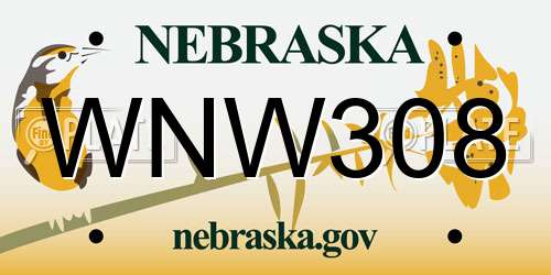 WNW308 Nebraska License Plate