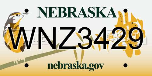 WNZ3429 Nebraska License Plate