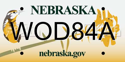 WOD84A Nebraska License Plate