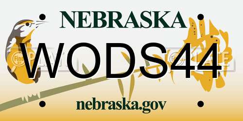 WODS44 Nebraska License Plate