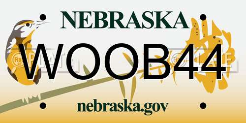 WOOB44 Nebraska License Plate