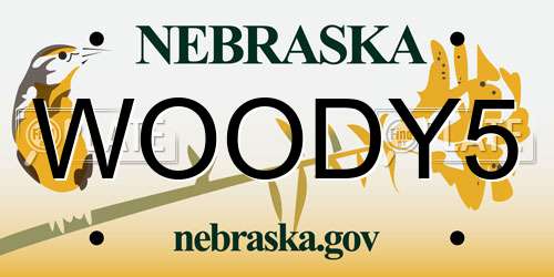 WOODY5 Nebraska License Plate