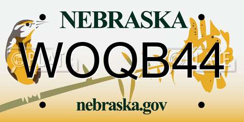 WOQB44 Nebraska License Plate