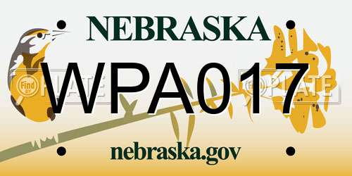 WPA017 Nebraska License Plate