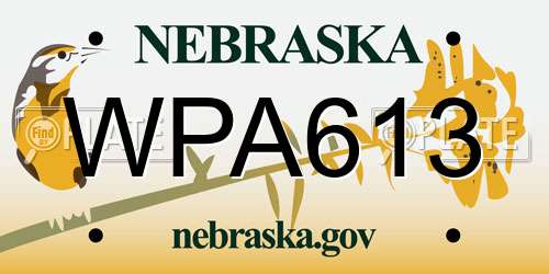 WPA613 Nebraska License Plate