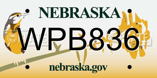 WPB836 Nebraska License Plate