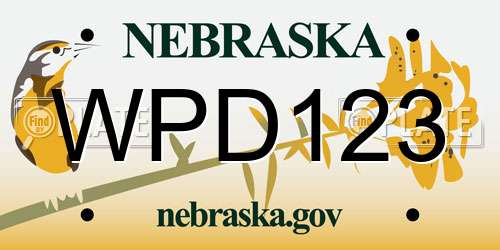 WPD123 Nebraska License Plate