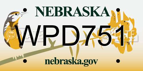 WPD751 Nebraska License Plate