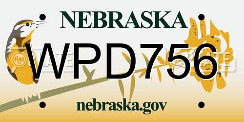 WPD756 Nebraska License Plate