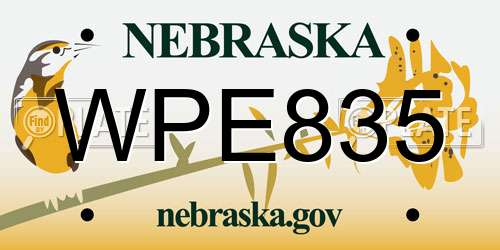 WPE835 Nebraska License Plate