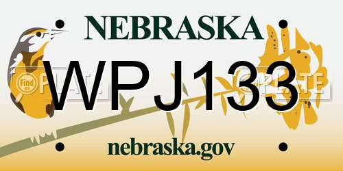 WPJ133 Nebraska License Plate
