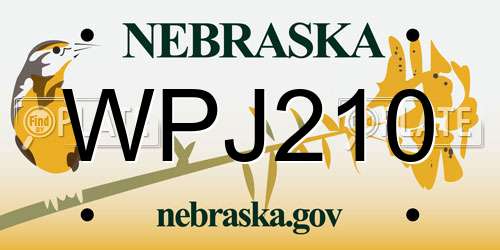 WPJ210 Nebraska License Plate
