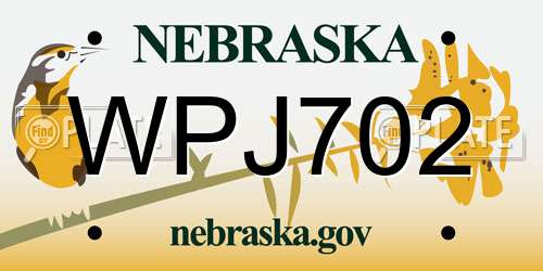 WPJ702 Nebraska License Plate