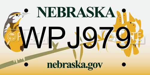 WPJ979 Nebraska License Plate