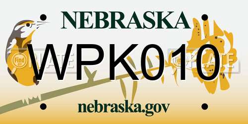 WPK010 Nebraska License Plate