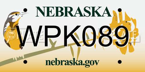 WPK089 Nebraska License Plate