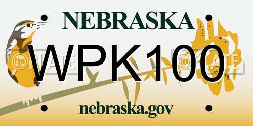 WPK100 Nebraska License Plate
