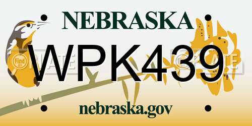 WPK439 Nebraska License Plate