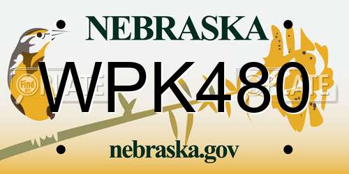 WPK480 Nebraska License Plate
