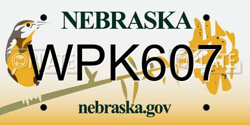 WPK607 Nebraska License Plate