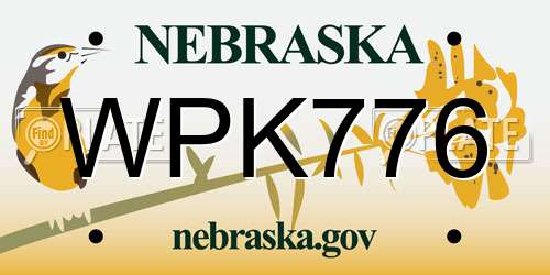 WPK776 Nebraska License Plate