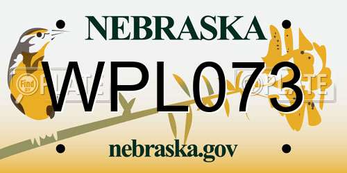 WPL073 Nebraska License Plate
