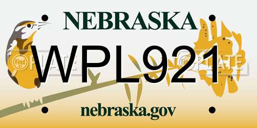 WPL921 Nebraska License Plate
