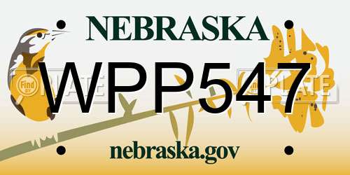 WPP547 Nebraska License Plate