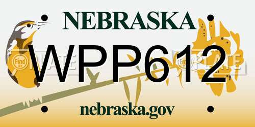 WPP612 Nebraska License Plate