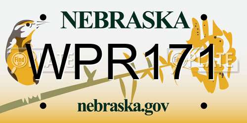 WPR171 Nebraska License Plate
