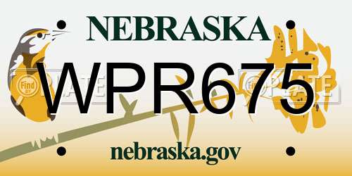 WPR675 Nebraska License Plate