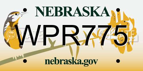 WPR775 Nebraska License Plate