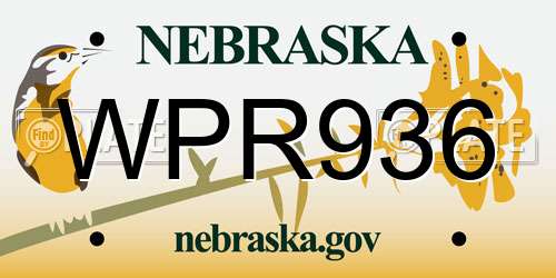 WPR936 Nebraska License Plate