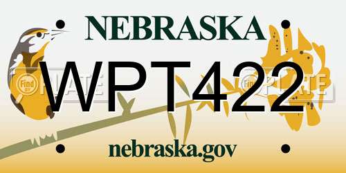 WPT422 Nebraska License Plate
