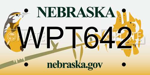WPT642 Nebraska License Plate