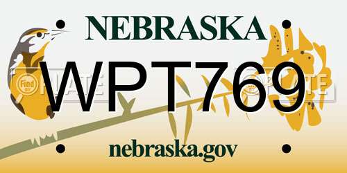 WPT769 Nebraska License Plate