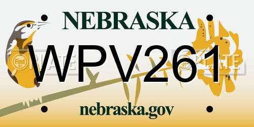 WPV261 Nebraska License Plate