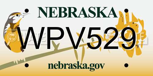 WPV529 Nebraska License Plate